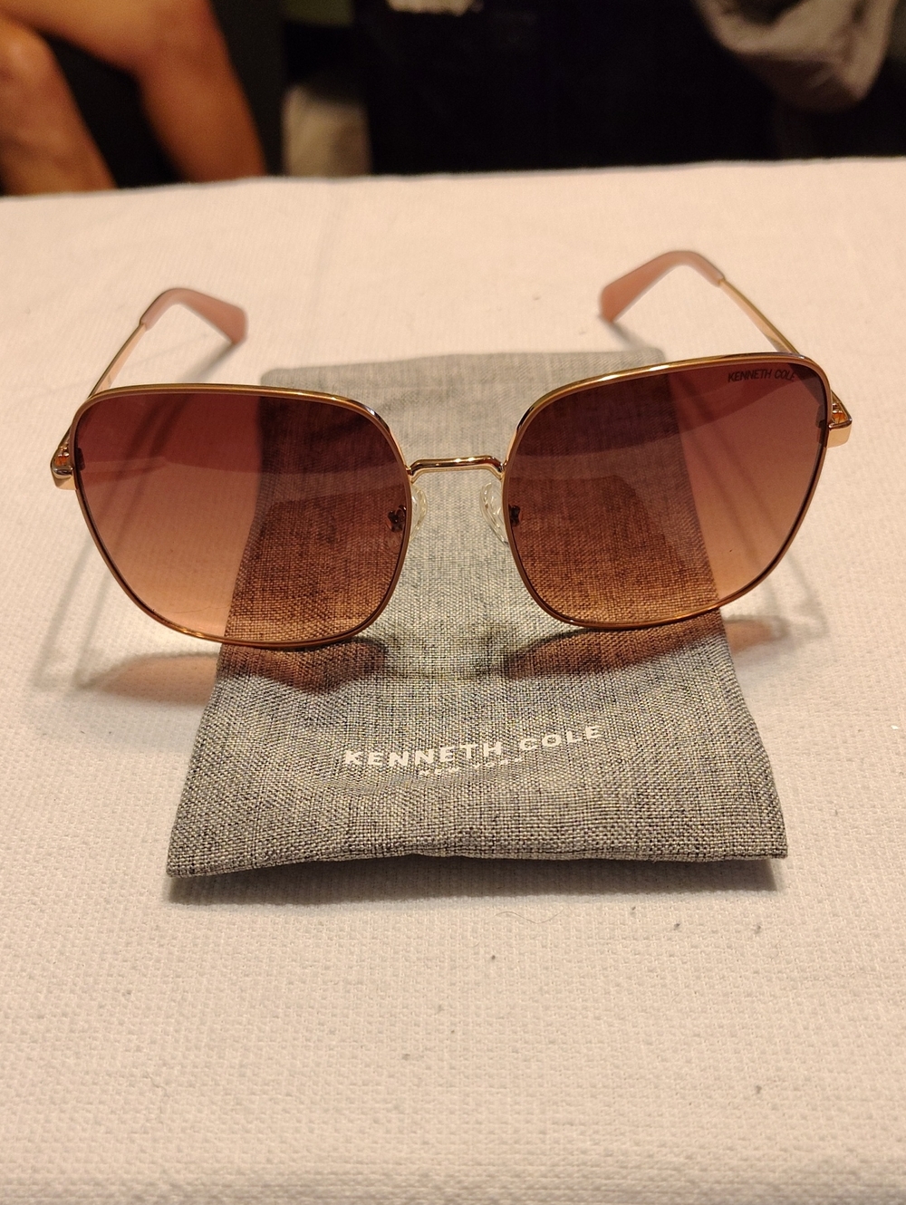 Kenneth Cole NY Square Metal Rose Gold Frame Sunglasses